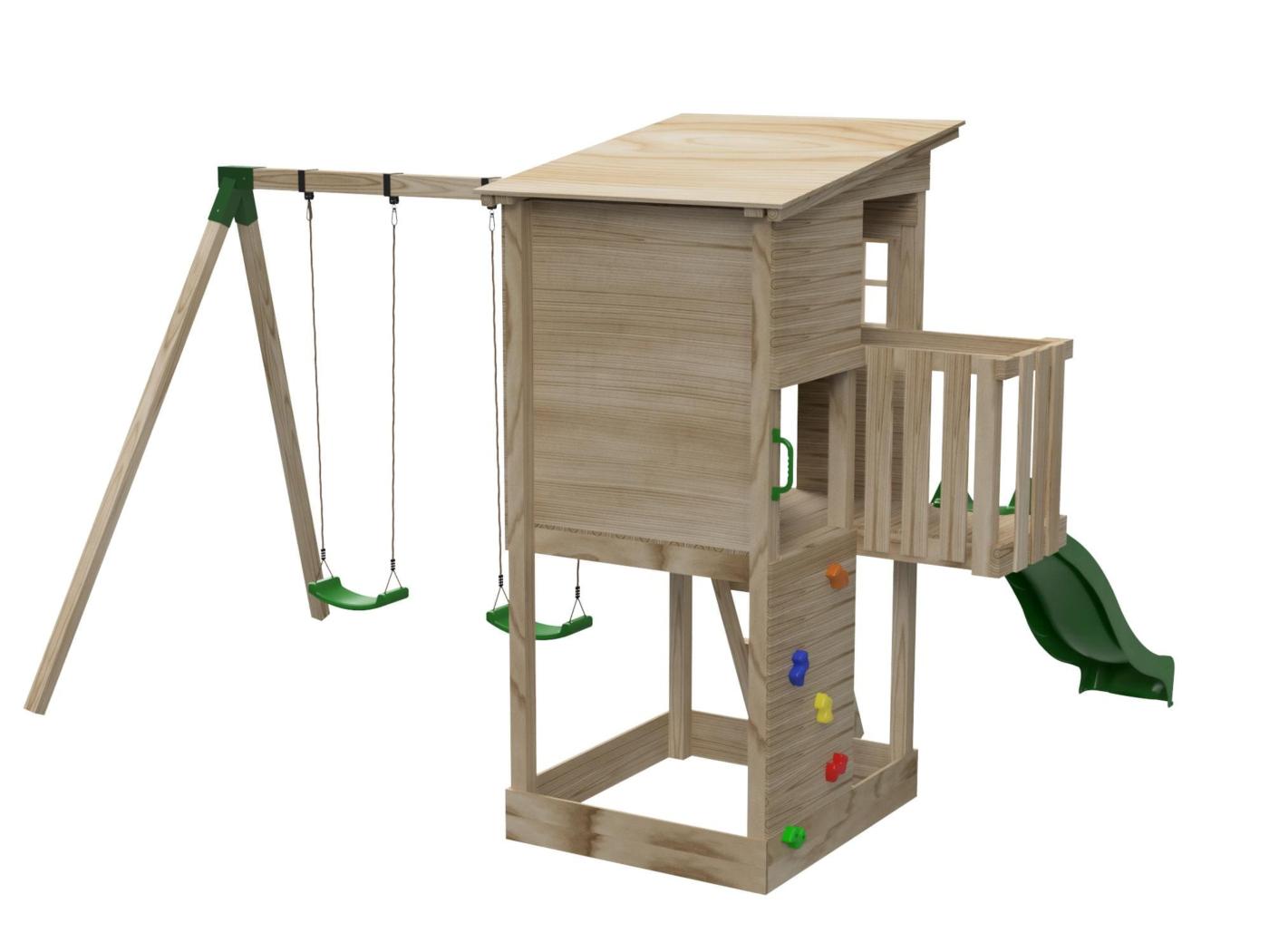 Parque infantil MASGAMES TAGA 2025 + Pared de escalada + Columpio