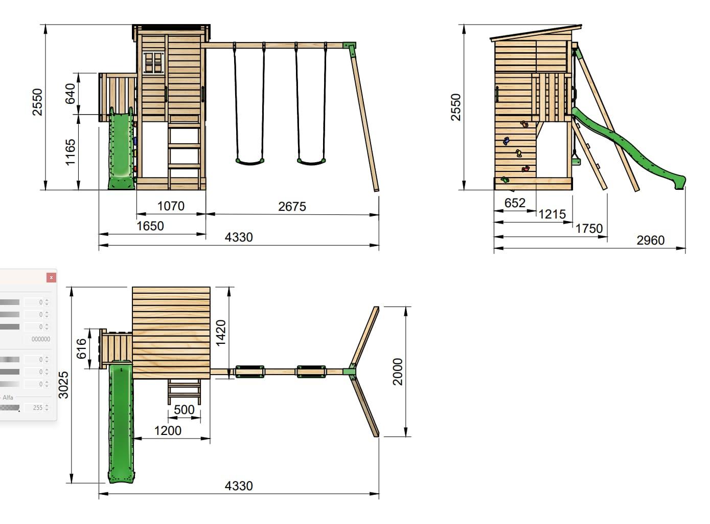 Parque infantil MASGAMES TAGA 2025 + Pared de escalada + Columpio