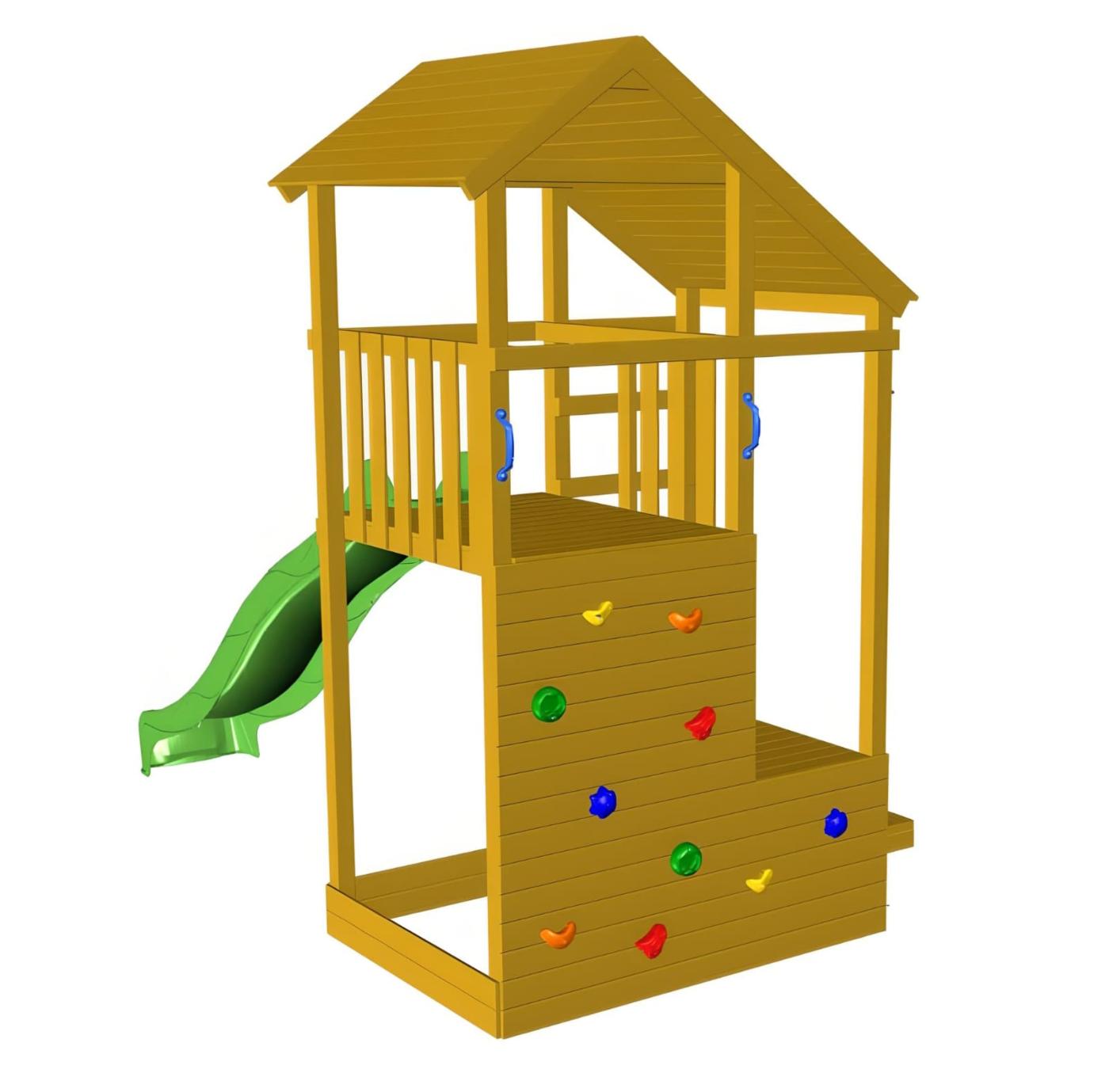 Parque infantil Masgames Teide con columpio doble y escalera de mono 
