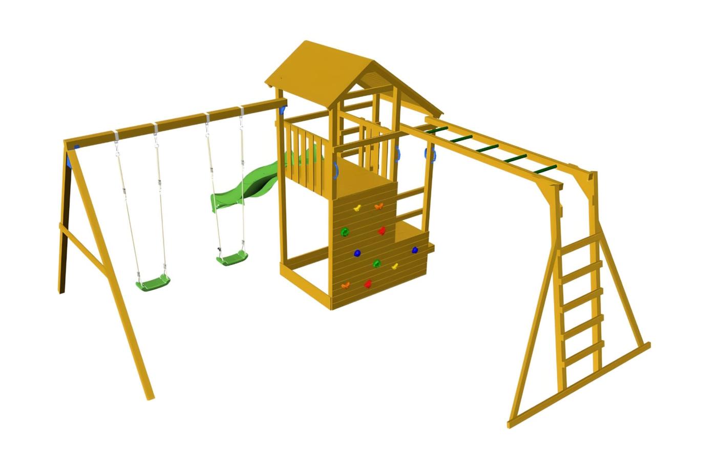 Parque infantil Masgames Teide con columpio doble y escalera mono