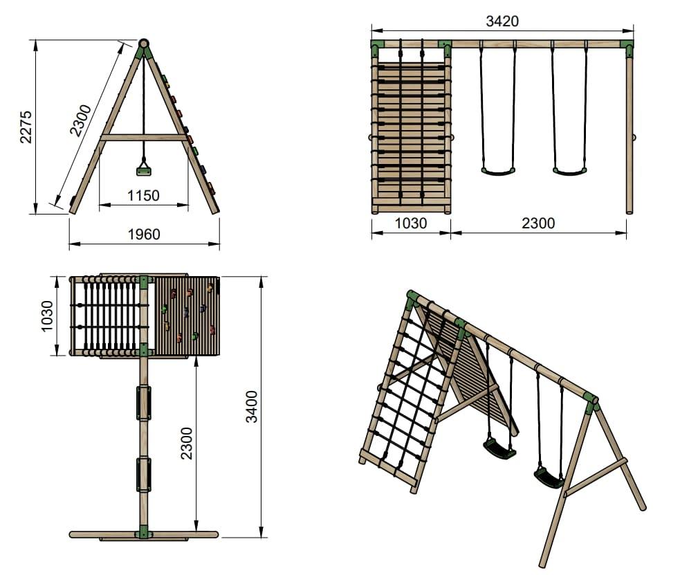  Parque infantil MASGAMES Timbu con columpio y escalada