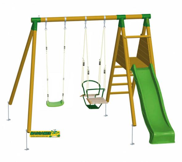 Parc infantil Mauna Loa amb gronxador de fusta i seient doble barca