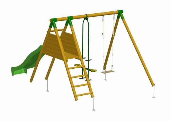 parc infantil mauna loa amb tobogan, i gronxador amb balancí cara a cara