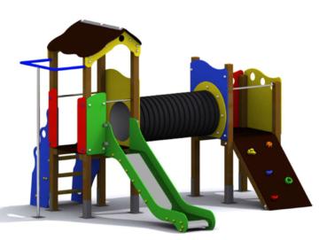 Parque infantil Modena es bonito y muy completo, tiene trepador, tobogan, barra de bombero...