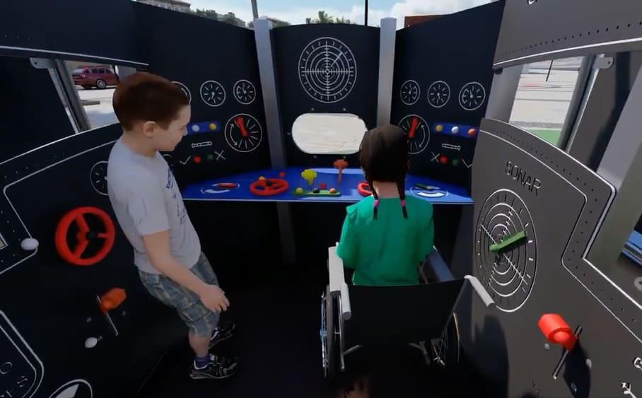 Parque infantil con forma de submarino