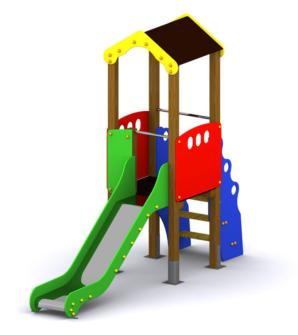 Torre infantil elevada con tobogán Singapur Mini