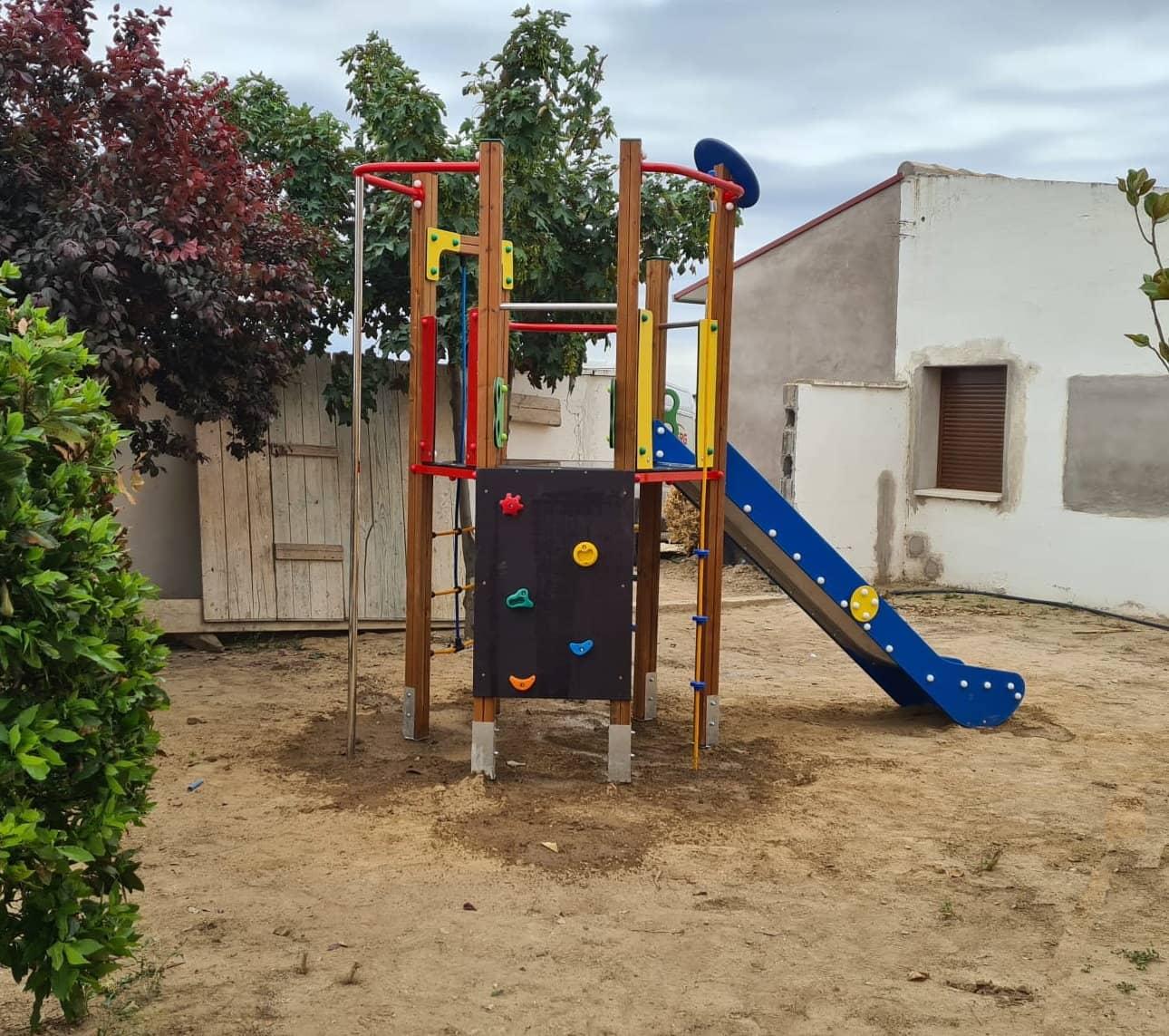 Parque Infantil Torre Hexagonal con tobogán y elementos para trepar