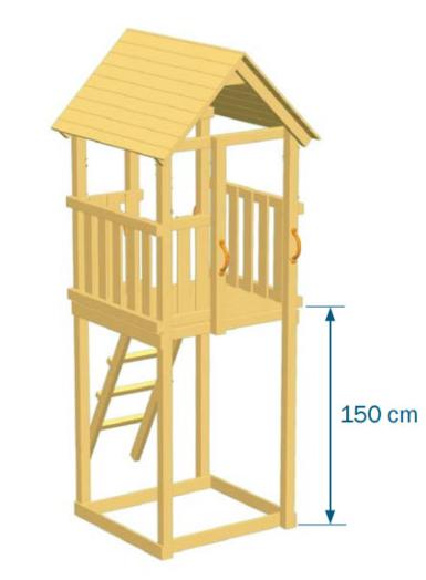Parc infantil Torre Kiosk XL amb gronxadors Blue Rabbit mides