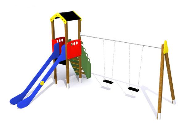 Parc infantil torre tobogan + gronxador 