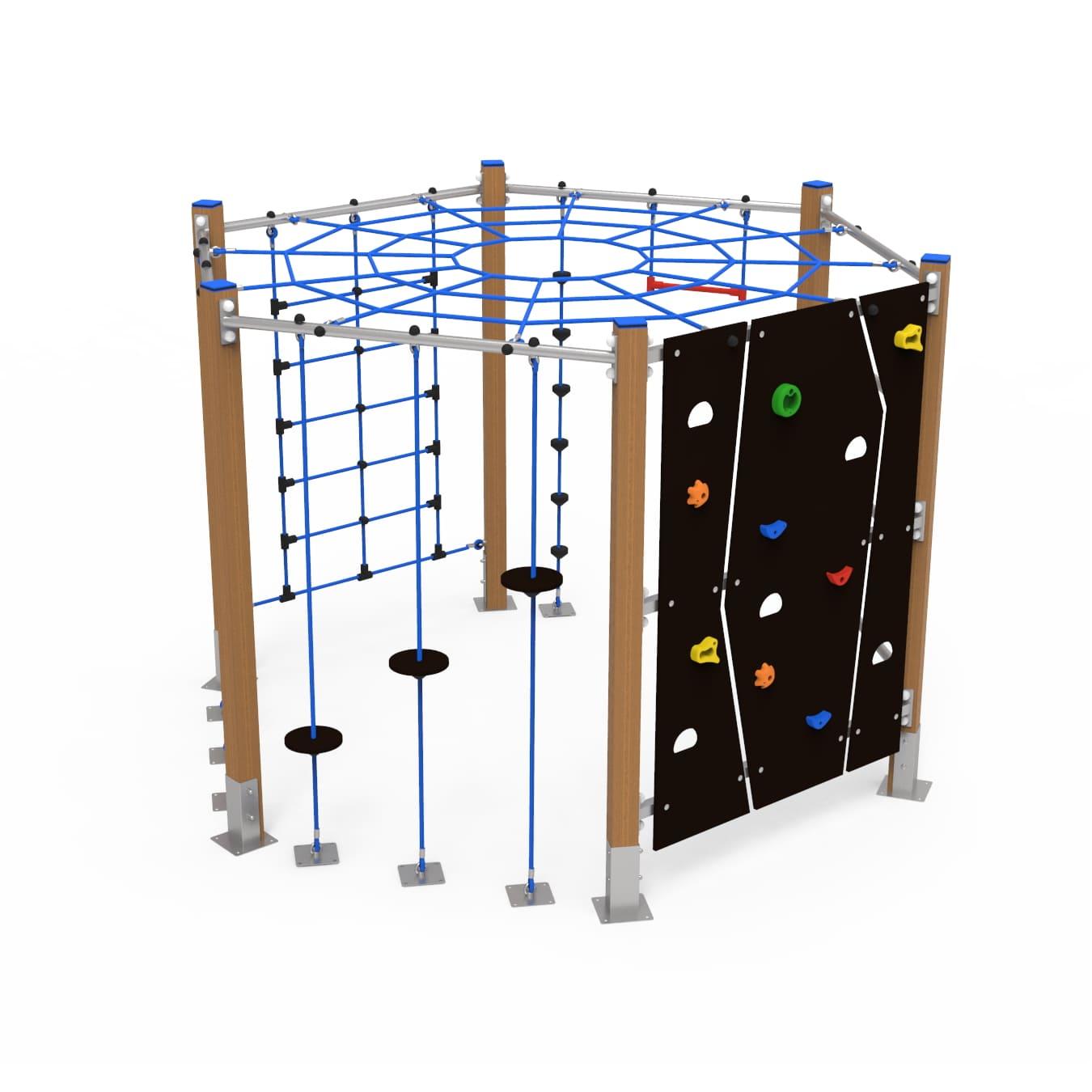 Parque infantil estrutura escalada hexagonal