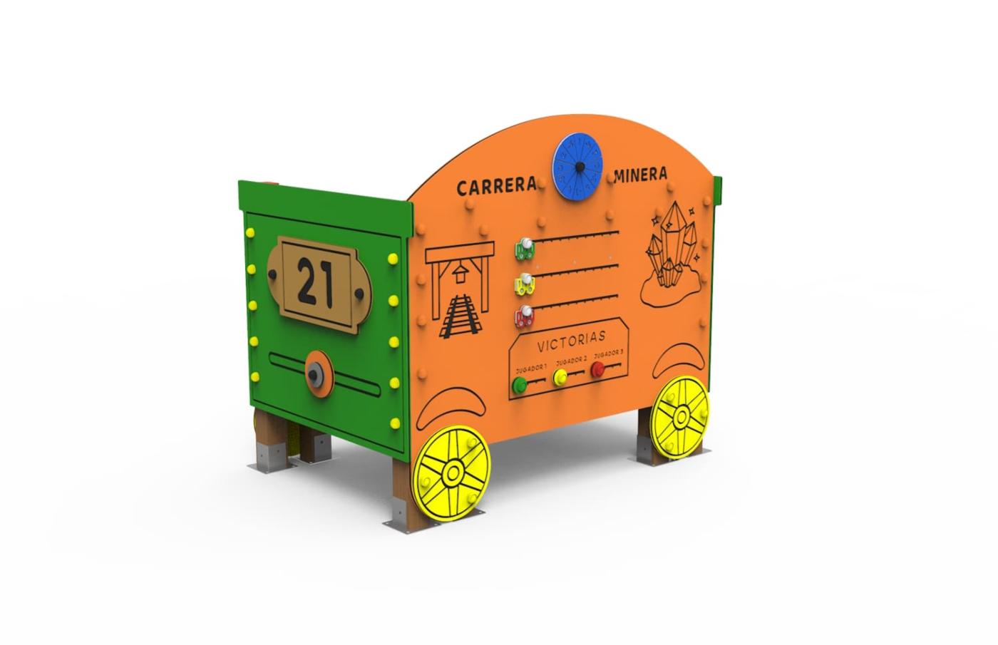 vagón del tren transiberiano de parque infantil homologado, con dos bancos en su interior 1