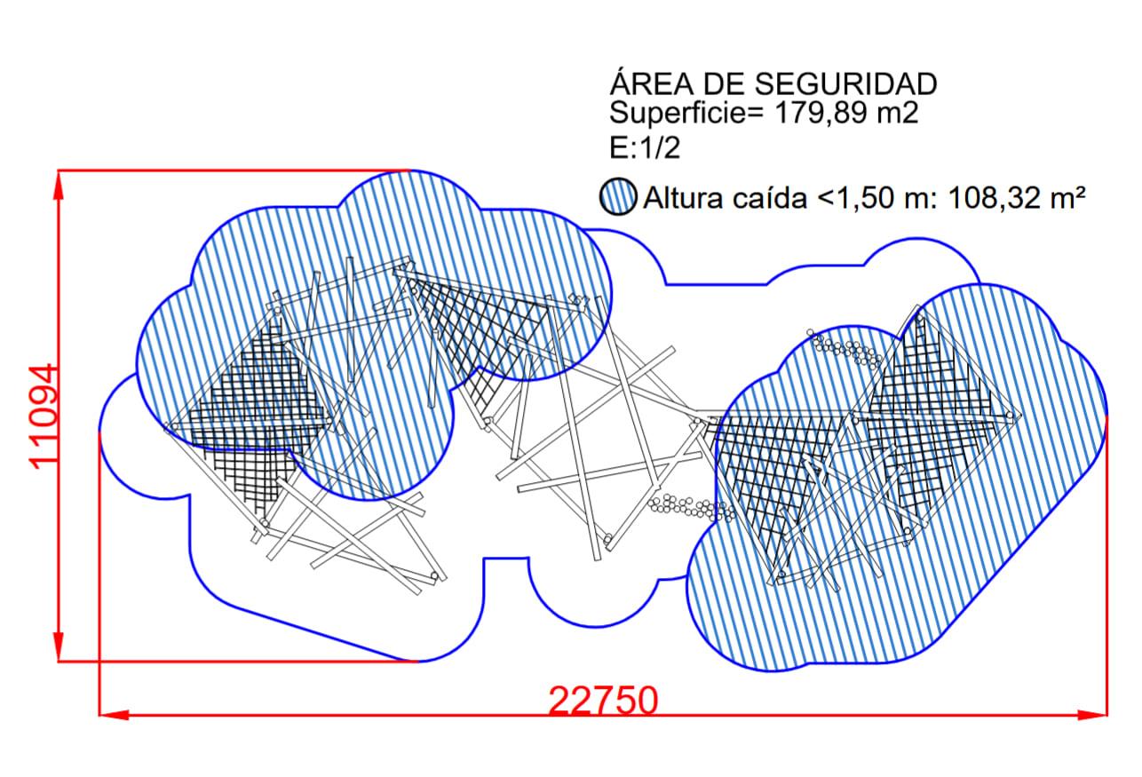 Parque madera robínia MIKADO URGELL con cuerda armada