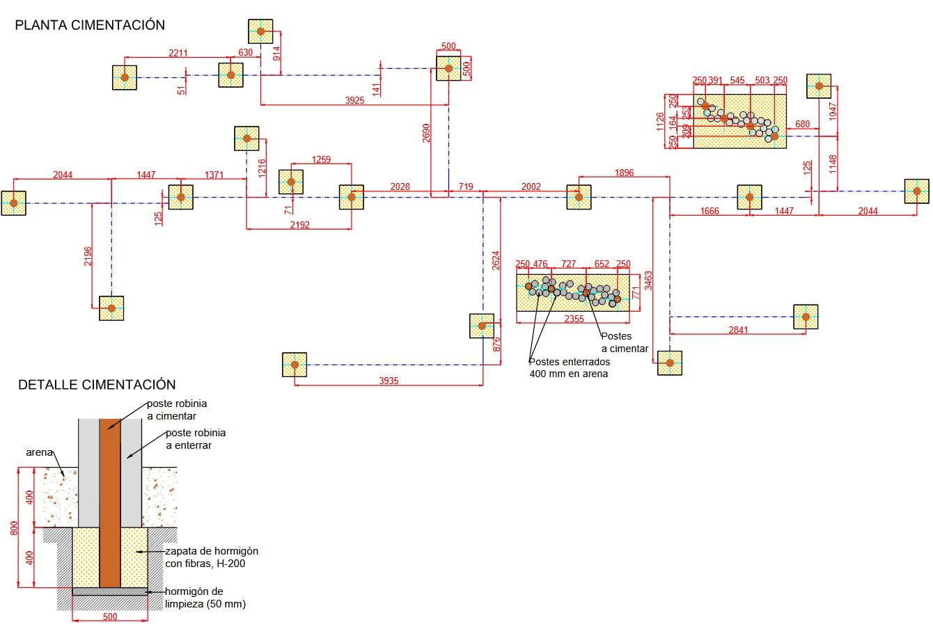 Parque madera robínia MIKADO URGELL con cuerda armada