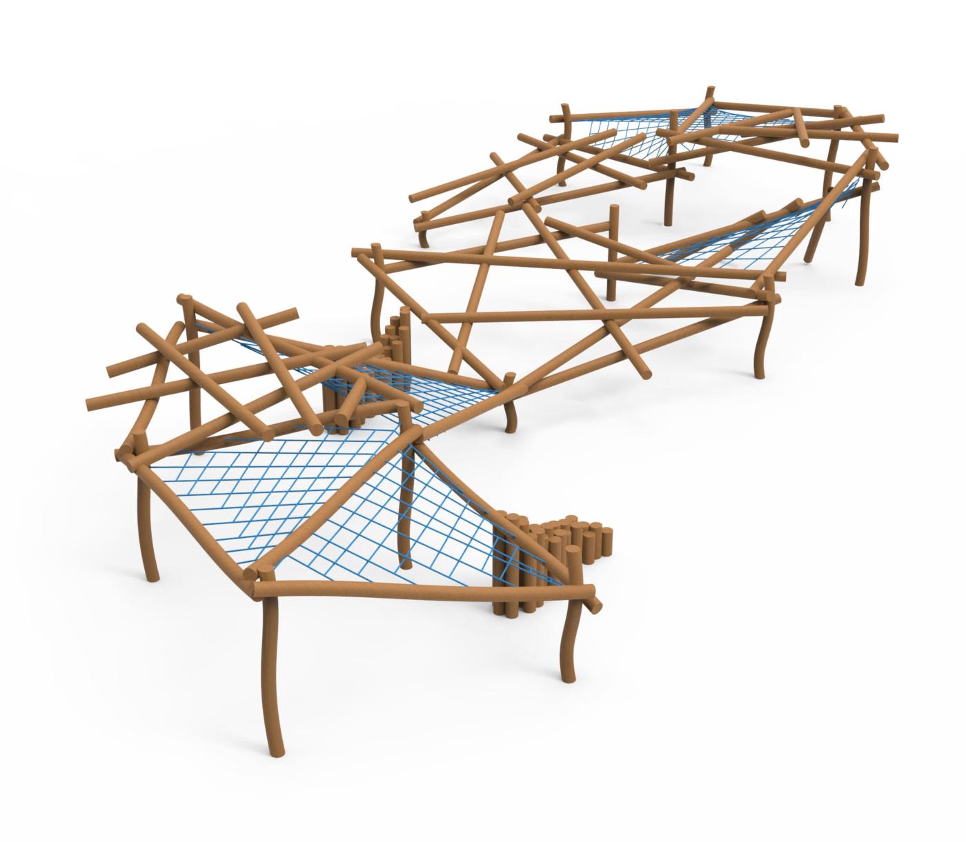 Parque madera robínia MIKADO URGELL con cuerda armada