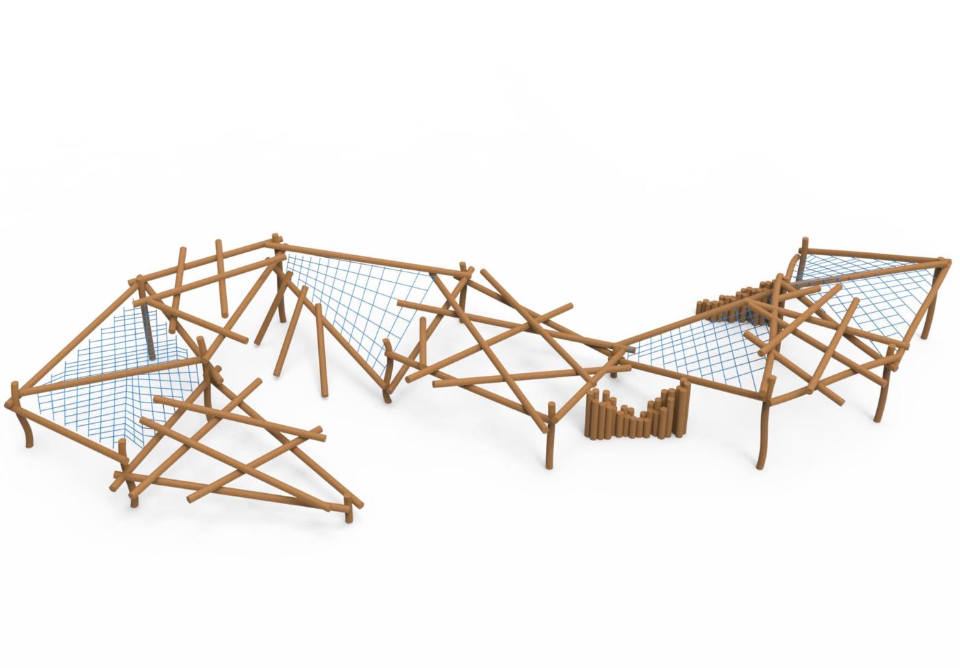 Parque madera robínia MIKADO URGELL con cuerda armada