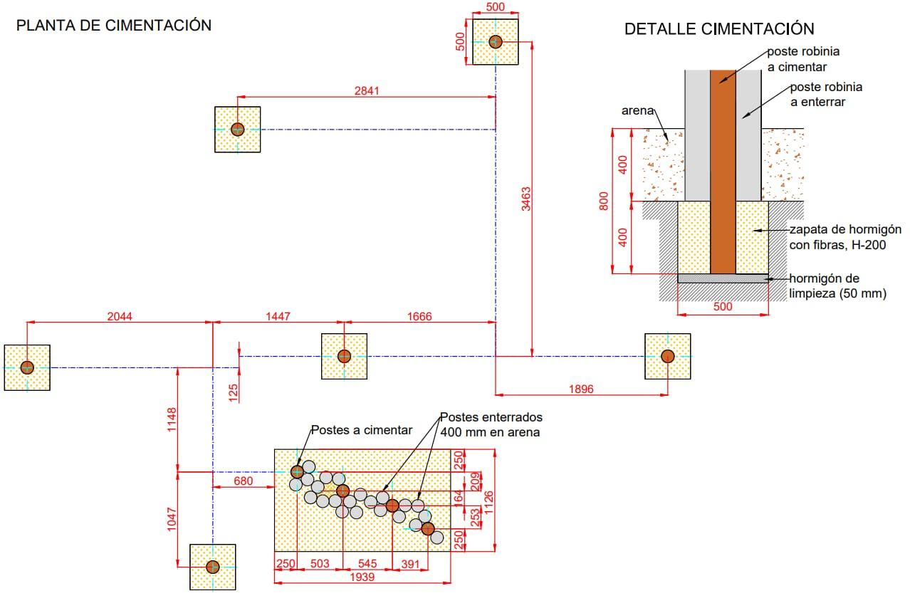 Parque madera robinia Mikado Urús con red de trepar.