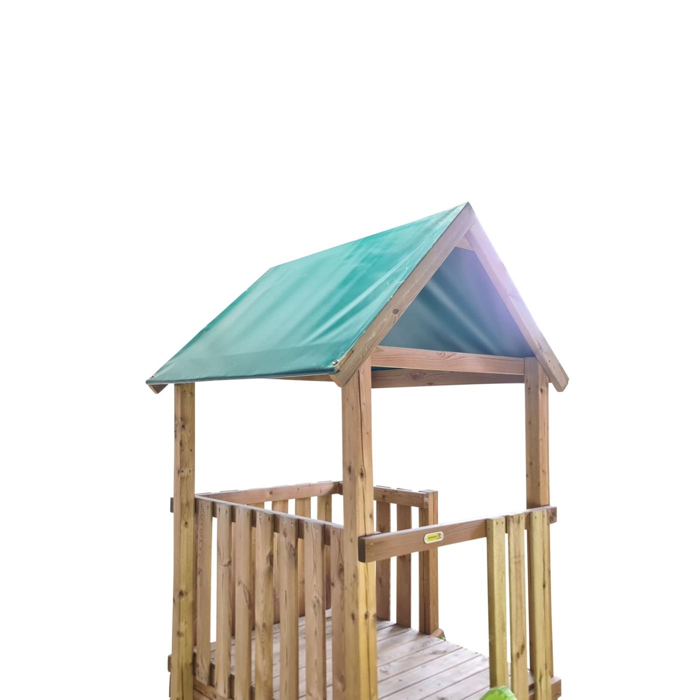 Parque infantil MASGAMES TIBIDABO torre de madera con tobogán y techo de lona verde