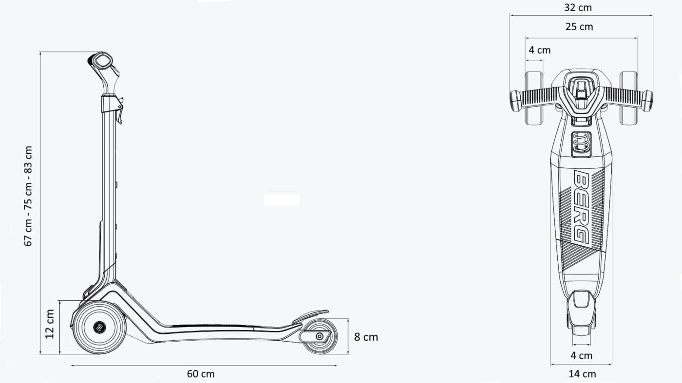 Patinete plegable BERG NEXO Lights LIMA con luces en las ruedas