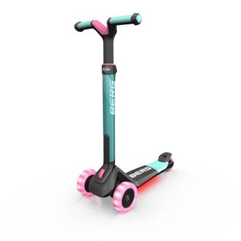 Patinete plegable BERG NEXO Light con plataforma LED color MENTA para ir a la escuela