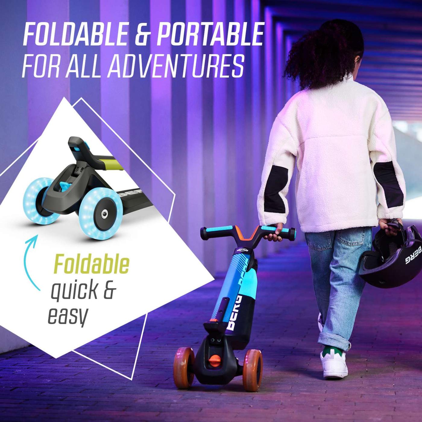 Patinete plegable BERG NEXO Light con plataforma LED color Lima