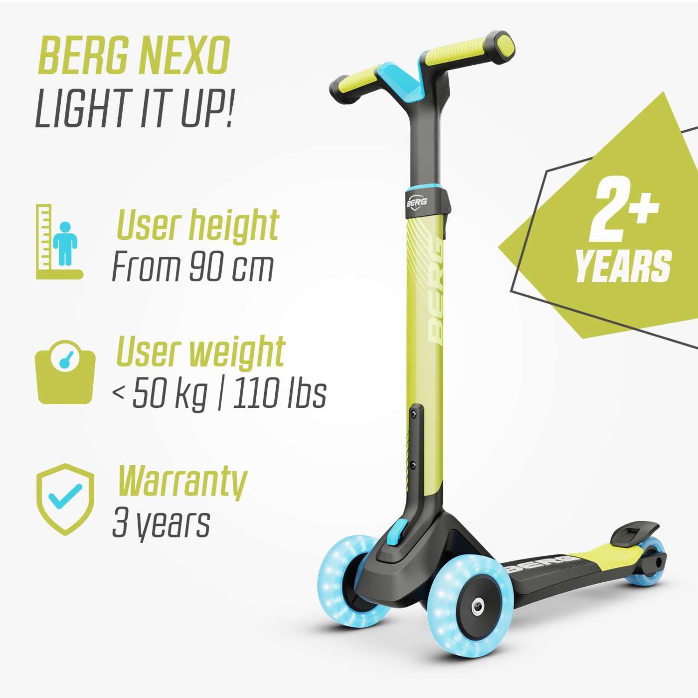 Patinete con luz en las ruedas BERG NEXO LIMA