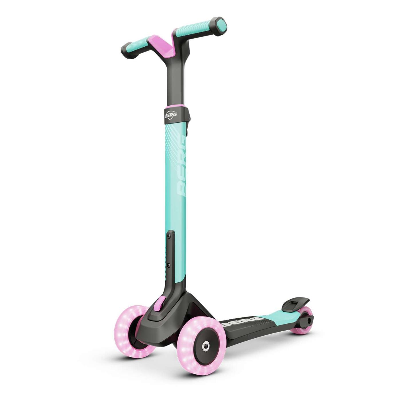 Patinete plegable BERG NEXO Light MENTA con luces en las ruedas , ideal para ir a la escuela
