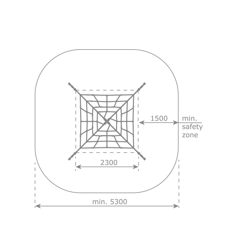 Pirámide de cuerdas para trepar de 2 metros de altura modelo Louvre