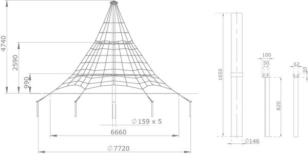 Piramide de xarxa armada Luxor 450 cm altura