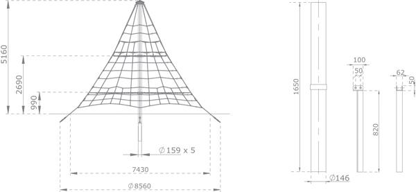 Piramide corda armada Teotihuacan 500 cm