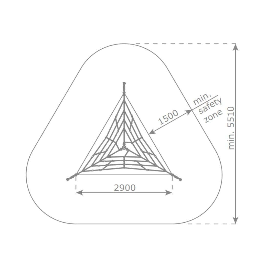pirámide de cuerdas infantil de tres lados y 270 cm de altura TIKAL