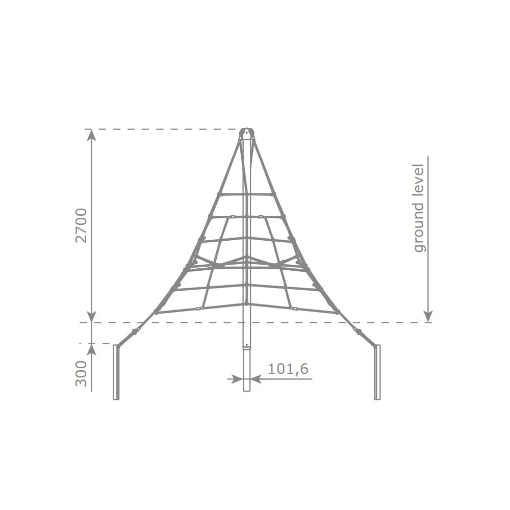 pirámide de cuerdas infantil de tres lados y 270 cm de altura TIKAL