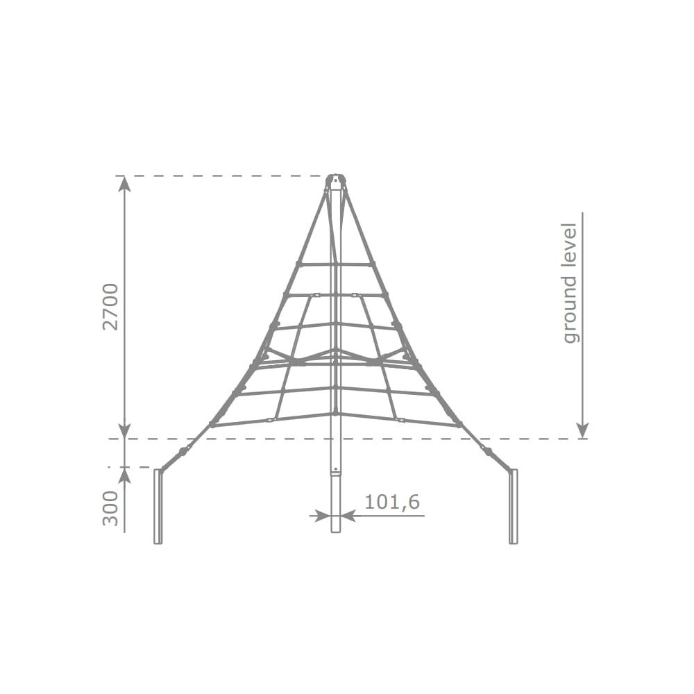 Piràmide de corda armada infantil de tres costats i 270 cm d'alçada TIKAL