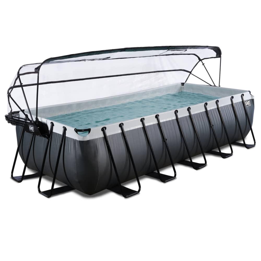 Piscina AMATISTA 540 Black rectangular acabado piel negra con cubierta y agua caliente