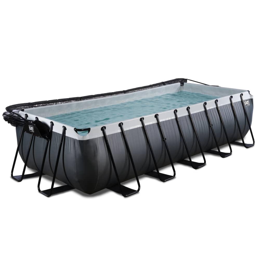 Piscina AMETISTA 540 Black rectangular acabat pell negra amb coberta i aigua calenta