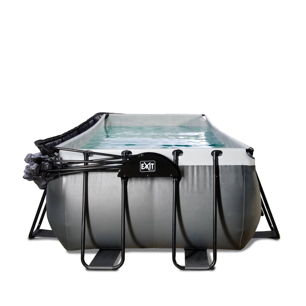 Piscina AMETISTA 540 Black rectangular acabat pell negra amb coberta i aigua calenta