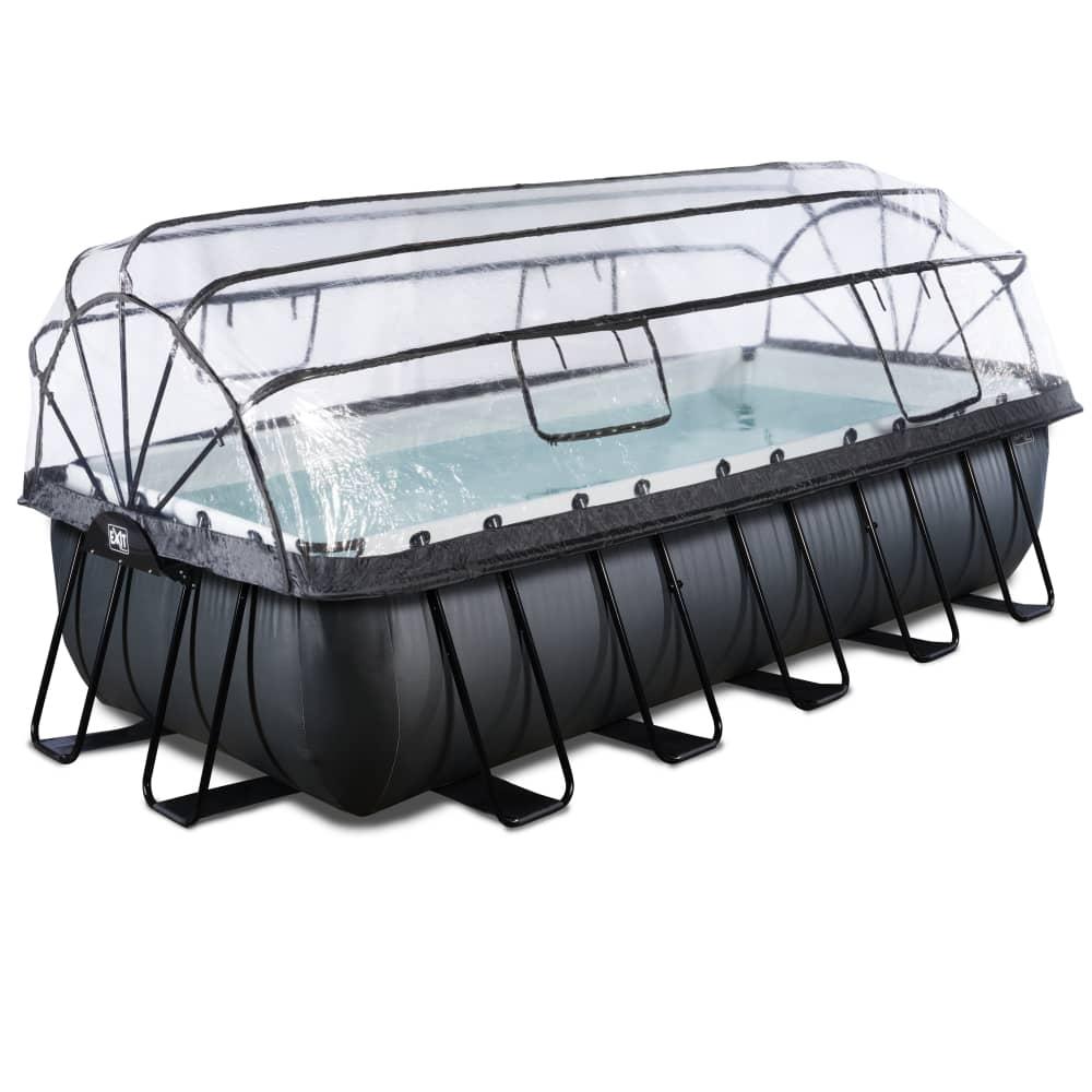 Piscina AMATISTA 540 Black rectangular acabado piel negra con cubierta y agua caliente