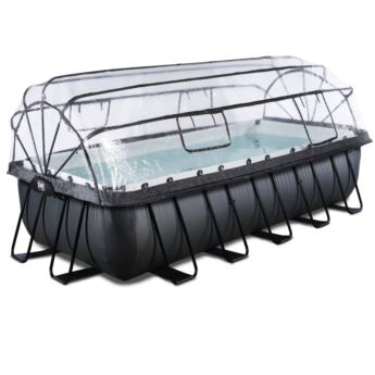 Piscina AMATISTA 540 Black rectangular acabado piel negra con cubierta y agua caliente