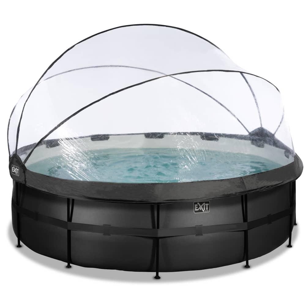 Piscina CORAL 450 Black acabado piel negra con cubierta y agua caliente