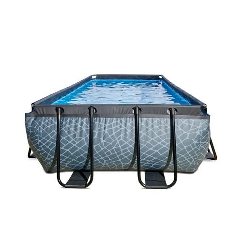 Piscina QUARTZO 400 retangular colante pedra com cúpula e água quente frontal