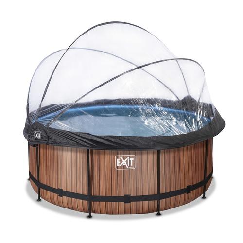 Piscina ESMERALDA 360 colante madeira com cúpula e água quente vista 2