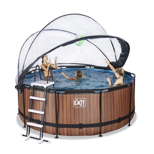 Piscina ESMERALDA 360 colante madeira com cúpula e água quente vista 3