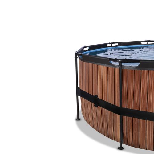Piscina CORAL 450 acabado madera con cubierta y agua caliente lateral