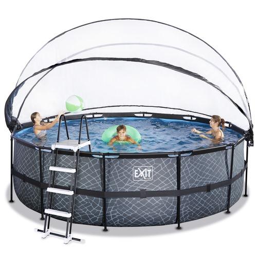 Piscina CORAL 450 colante pedra com cúpula e água quente vista 3