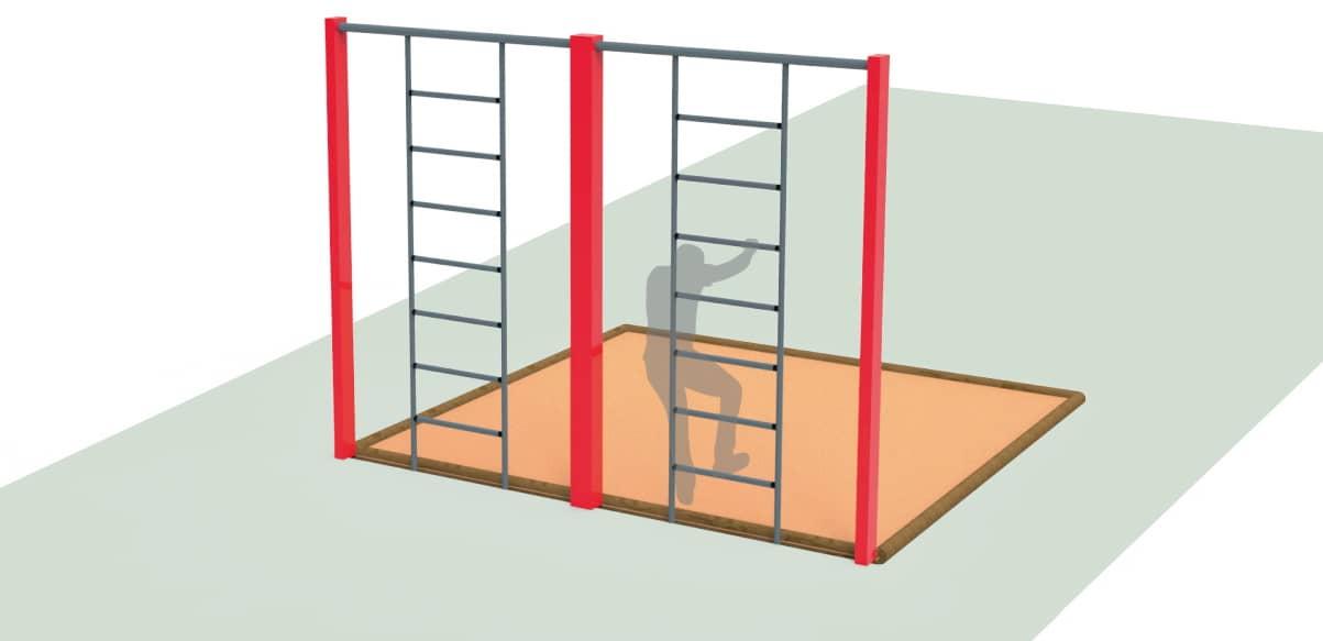 pista de obstáculos escada metálica