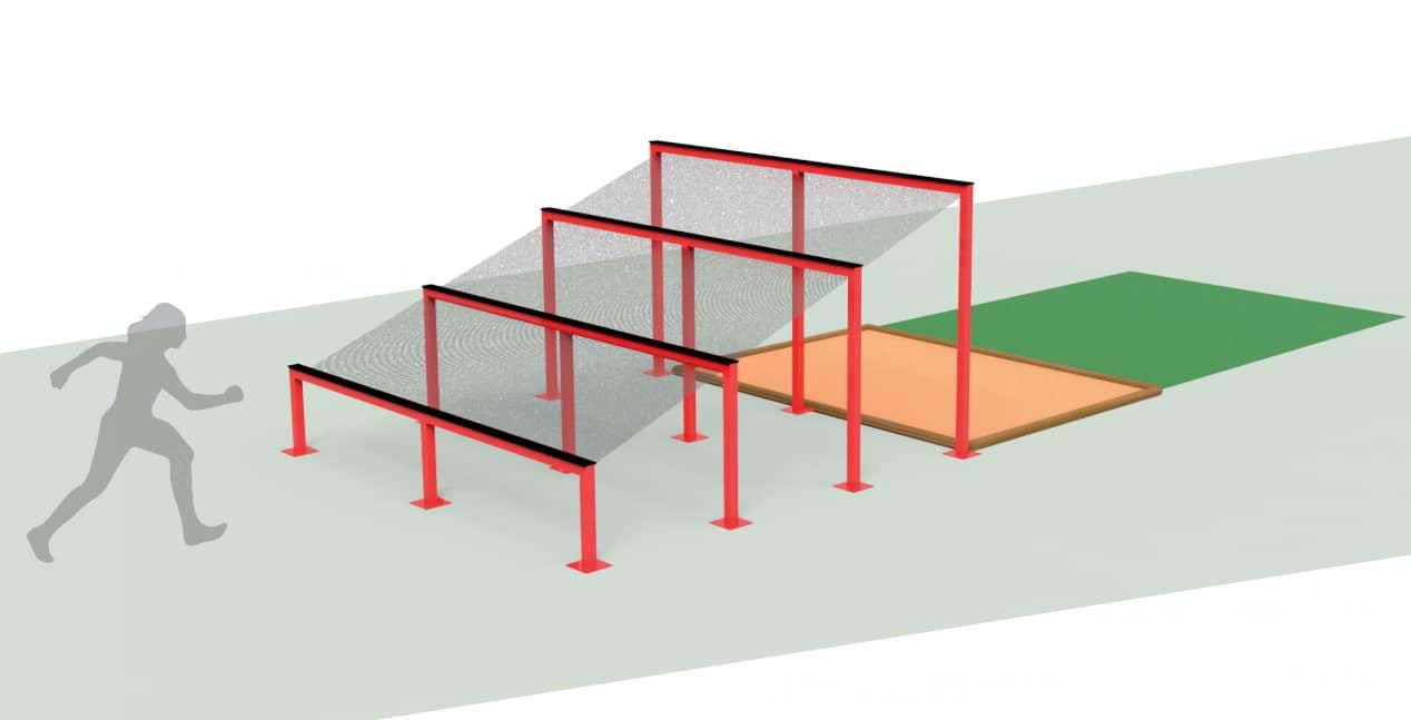 Pista americana: quatro barras da escada