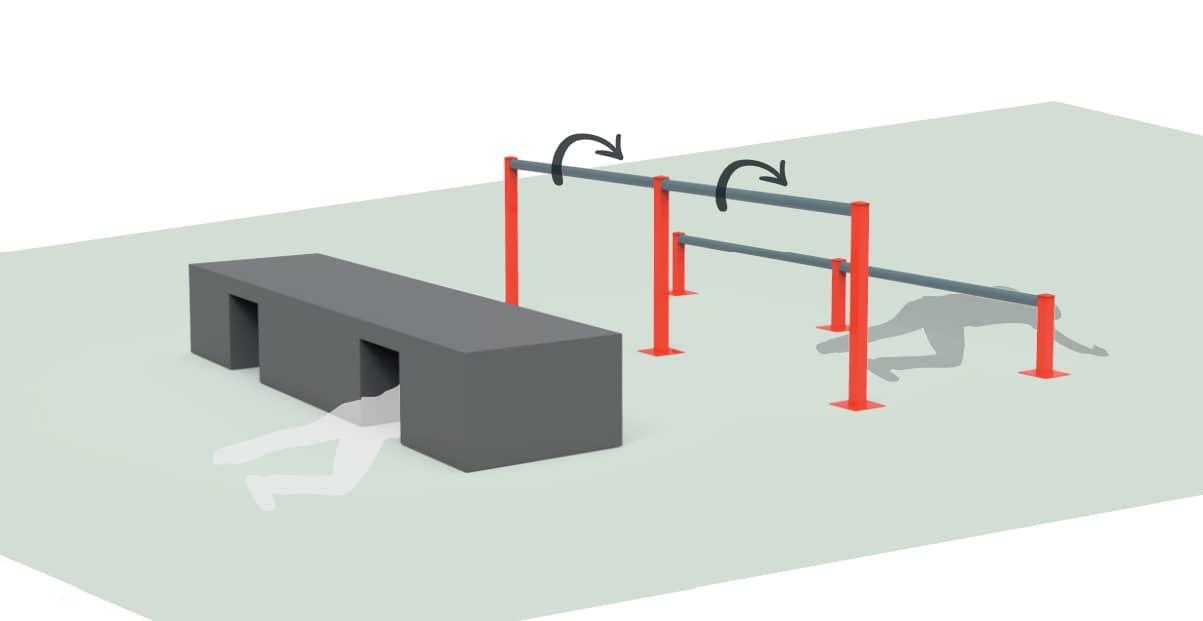 Pista americana: Túnel e par de barras