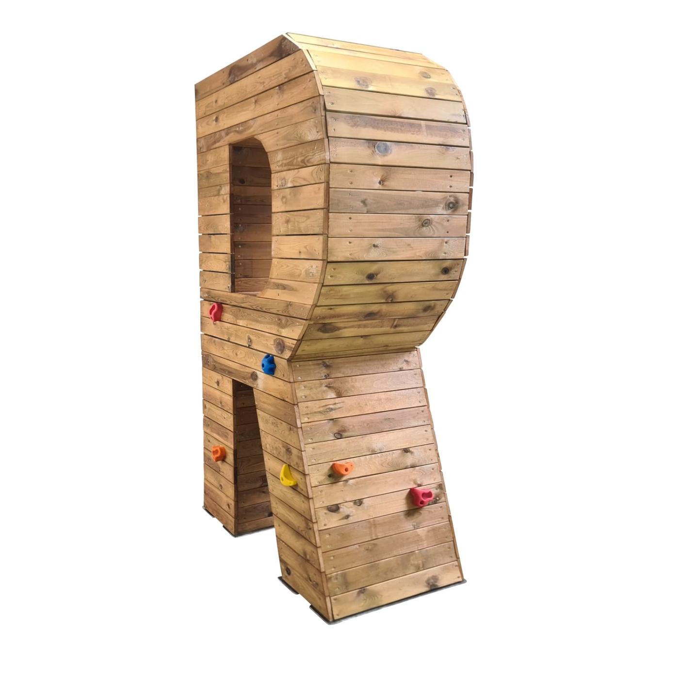 Parque infantil letra gigante de madera con piedras de escalada MASGAMES ALPHAPLAY