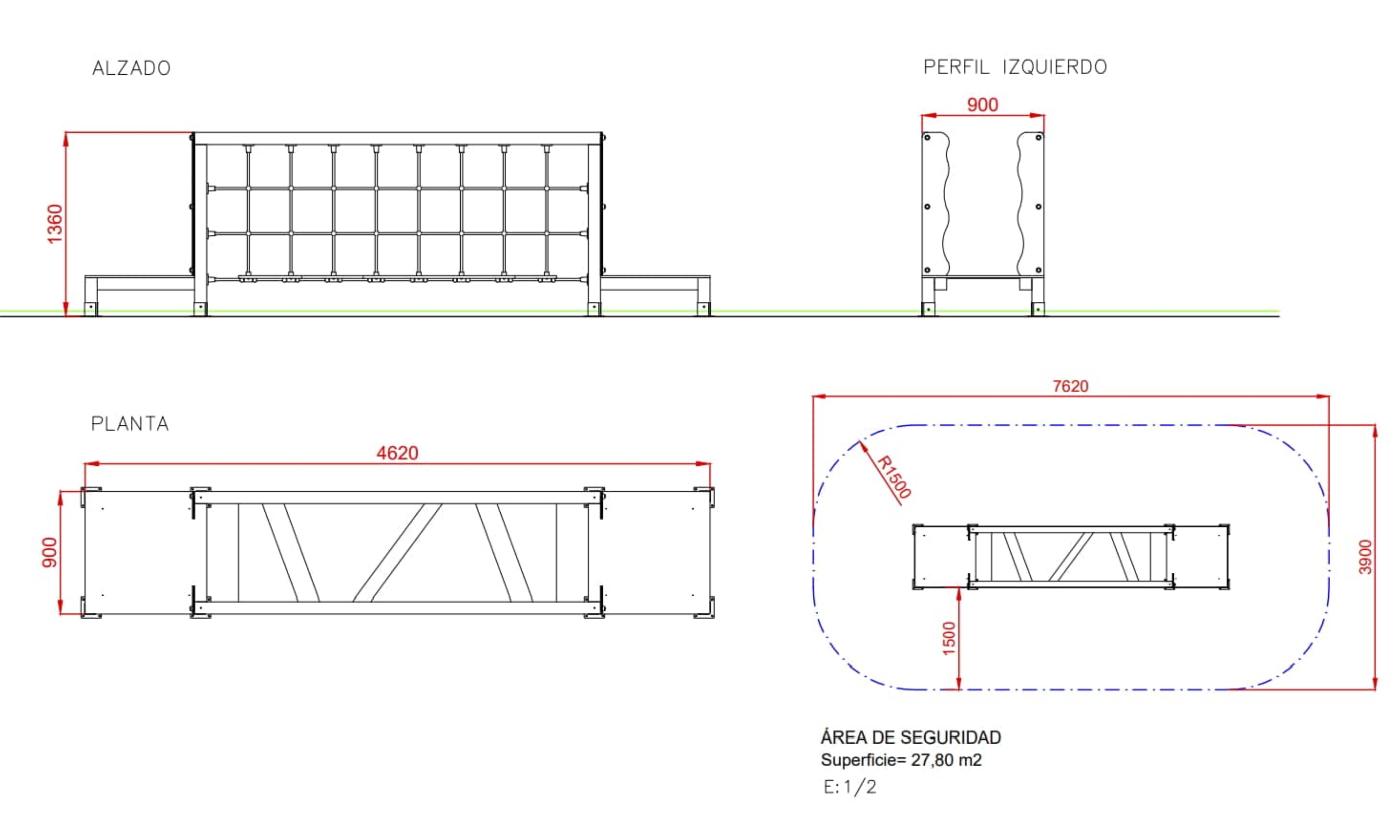 Puente de equilibrio para parque infantil homologado