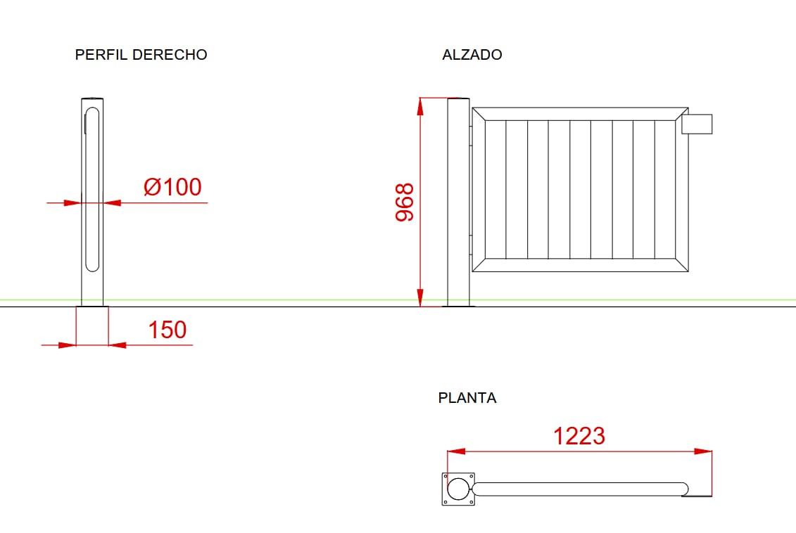 Portão de vedação em metal galvanizado e lacado para uso público