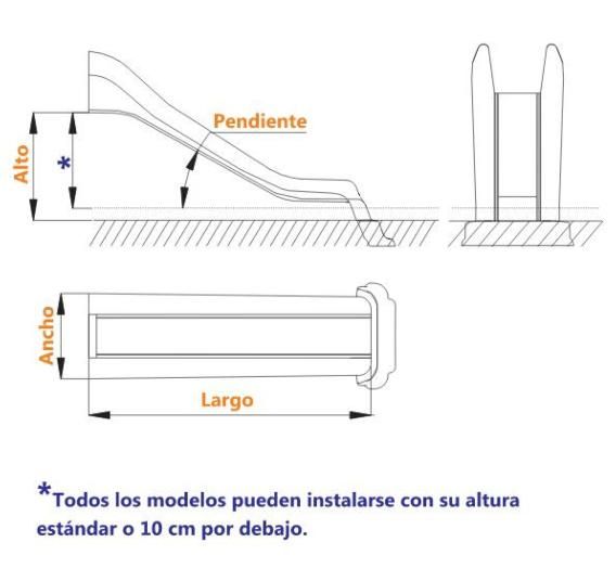 Rampa de escorregador Bruxelles homologada para uso público, varios cores e medidas